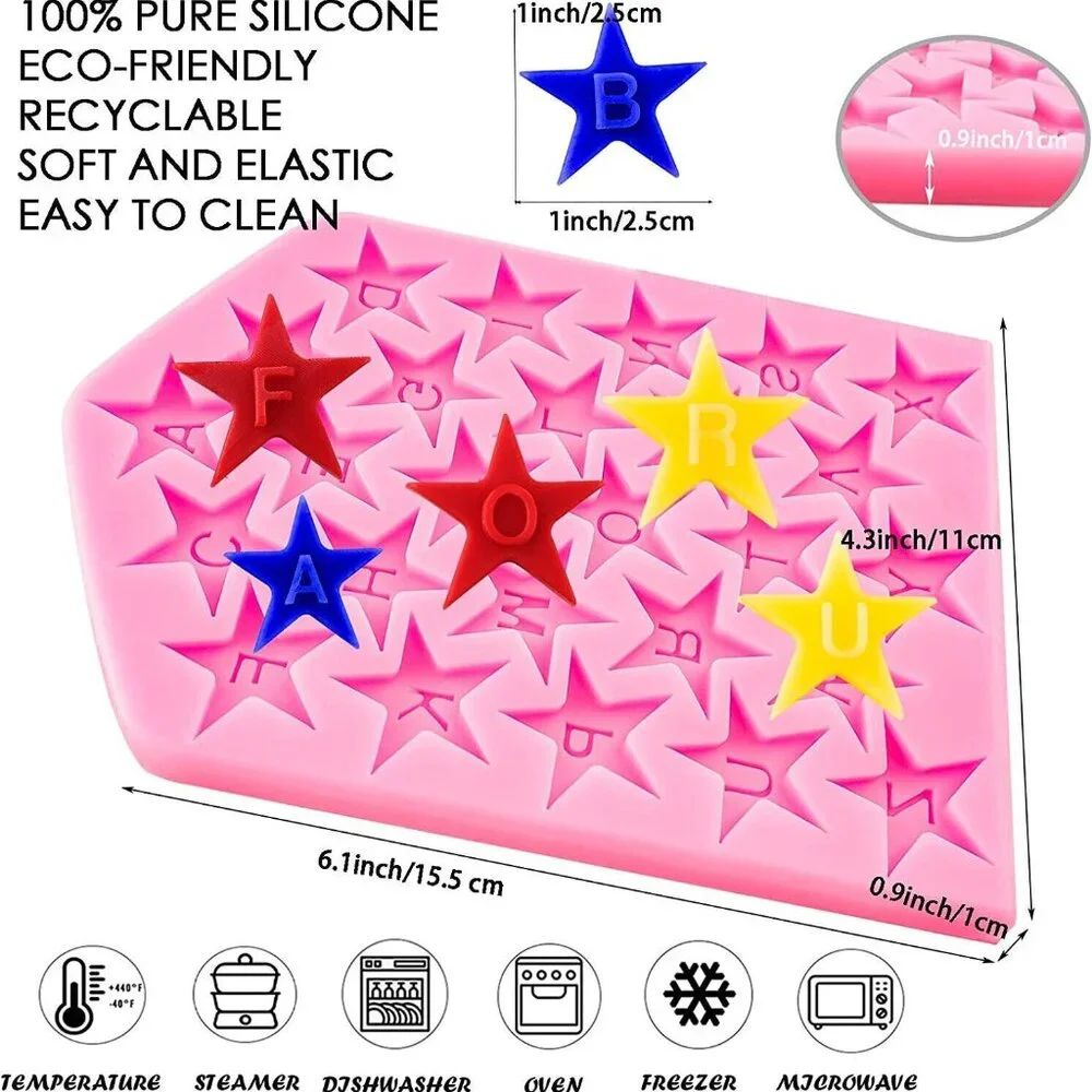 Star Silicone Molds Star Shaped Chocolate Five-point Star Candy Molds Alphabet